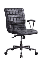 Barack Vintage Black Top Grain Leather & Aluminum Office Chair