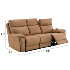 Chavis Brown Leather Aire Power Motion Sofa w/USB & Power Headrest