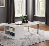 Harta White High Gloss & Chrome Finish Coffee Table