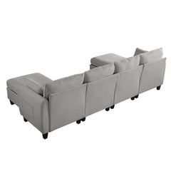 109 Inch Gray Chenille Modular Sectional Sofa, L-Shaped Cloud Couch with Storage Ottoman, DIY Combination for Living Room
