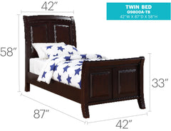 Elegant Transitional Twin Bed In Cappuccino