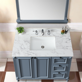 43"x22"Bathroom Vanity Top,sintered stone carra white Barthroom Vanity Sink Tops with Rectangular Undermount Ceramic Sink with Vanity Backsplash, Three Faucet Hole Bathroom Vanity Countertop