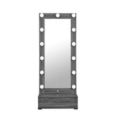 Lorena Grey Tall Mirror with Drawer and Speakers