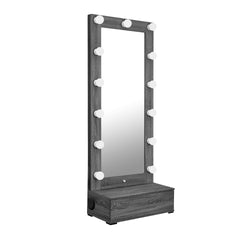 Lorena Grey Tall Mirror with Drawer and Speakers