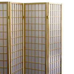 70" Tall 4-Panel Screen / Room Divider, Japanese Style with Natural Wood finish
