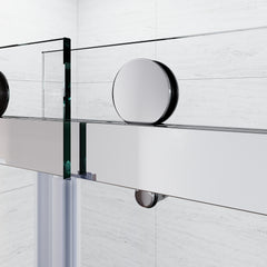 Frameless Sliding Shower Glass Door 56-60 in.W x 76 in. H,3/8"(10mm) Thick Clear Tempered Glass,Heavy Duty Stainless Steel Hardwares,Brushed Nick