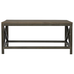 Industrial Cross Metal Coffee Table, Brown and Black