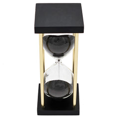 Set of 2, 3x3x7" Spellman 15-Minute Hourglass with Metal Frame, Black