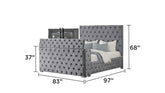 Encore Modern Style Tufted and Upholstered King 4PC Bedroom set made with wood in Gray(NJ INVENTORY)