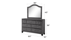 Encore Modern Style Tufted and Upholstered King 5PC Bedroom set made with wood in Gray(NJ INVENTORY)
