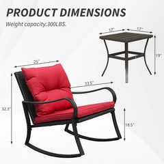 Metal 2 - Person Outdoor Patio Rocking Seating Group with Cushions