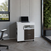 Extendable Desk, 2 Drawers, 4 Shelves, 4 Wheels