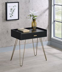 23.5" Black Allen Mid-Century Accent Table w/ Copper Hairpin Legs