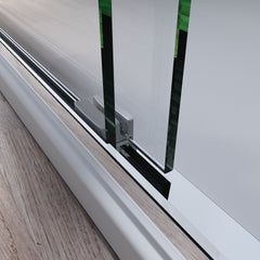Chrome 56-60 in. W x 62 in.H Sliding Glass Tub Door Semi Frameless Double Bathtub Door, Certified Thick Clear Clear Tempered Glass, 304 Stainless Steel Handles.