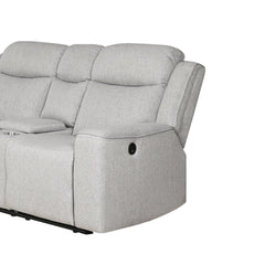 Contemporary Upholstered Recliner Loveseat with Console and Cup Holders,Easily Fits Various Home Decoration Styles, White