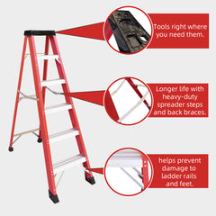 Fiberglass ladder, single side step ladder, for electrical engineering ladder structure insulation ladder, red