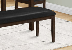 Bench, 48" Rectangular, Dining Room, Hallway, Entryway, Upholstered, Wood, Brown Solid Wood, Black Leather-look, Transitional