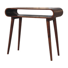 Solid Wood Amaya Nordic Style Console Table, Open Storage, Chestnut, Dark Brown