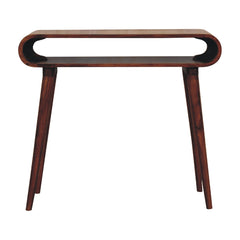 Solid Wood Amaya Nordic Style Console Table, Open Storage, Chestnut, Dark Brown