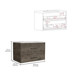 Praga Floating Vanity Sink with 2-Drawers Dark Brown / White