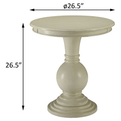 Antique White Accent Table with Pedestal Base