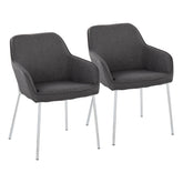 Daniella Contemporary Dining Chair in Chrome Metal and Charcoal Fabric by LumiSource - Set of 2