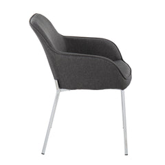 Daniella Contemporary Dining Chair in Chrome Metal and Charcoal Fabric by LumiSource - Set of 2