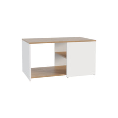Adele 31" Wide Coffee Table with Three Shelves White - Natural Oak