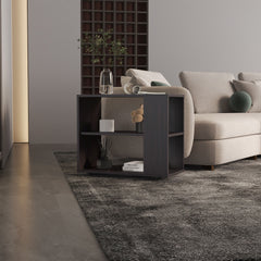 Garden 19,7" High Side Table , End Table, Sofa Table with Two Shelves Black