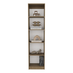 Home Slim Design Bookcase With 5-Tier Shelves, Natural Oak