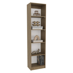 Home Slim Design Bookcase With 5-Tier Shelves, Natural Oak