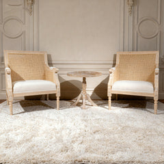 French Accent Chair, Armchair with Upholstered, Reading Chair with Vintage Rattan Hollow Out, for Living Rooms, Bedrooms, Farmhouses, Balconies (Beige),Single