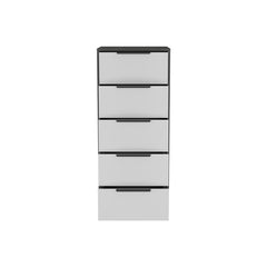 5 Drawers Dresser Maryland, Metal Handle, Smokey Oak / White Finish