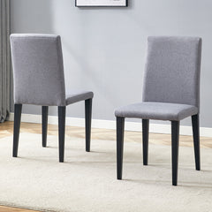 Two Light Gray Linen-Cotton dining chairs, simple and versatile, comfortable and accompanied. Exquisite and versatile dining chairs unlock a comfortable new experience.(Set of 2)