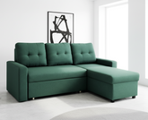 Convertible L-Shaped Sectional Sleeper Sofa Bed, Stylish Apartment Furniture, Saving Pull Out Couch for Small Spaces and Living Rooms, Bluenish Green