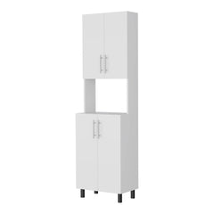 White Double Cabinet Kitchen Pantry with Open Storage