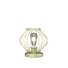 9.5" In Industrial Farm Cage Satin Matte Gold Uplight Metal Table Lamp