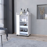 Lusk Bar Cart with 2-Bottle Holder Shelf, Glass Door and Casters
