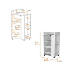 Lusk Bar Cart with 2-Bottle Holder Shelf, Glass Door and Casters