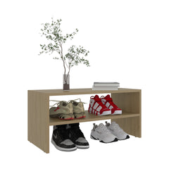 Shoe Rack, 2 Open Shelves, Low Horizontal Design, Freestanding Unit, Bedroom Use, Wenge