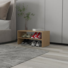 Shoe Rack, 2 Open Shelves, Low Horizontal Design, Freestanding Unit, Bedroom Use, Wenge