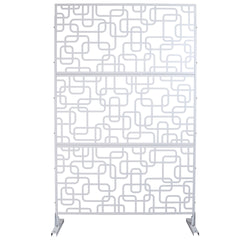 Outdoor & Indoor Privacy Screen Metal Privacy Screen 76" H×48" W, Freestanding Decorative Privacy Screen for Deck Balcony Patio, Privacy Fence Panels for Outside Lawn Garden PS114 WHITE