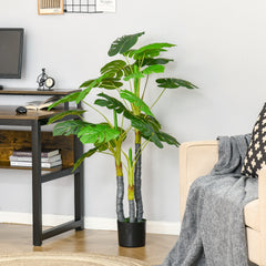 HOMCOM 4FT Artificial Monstera Tree, Faux Decorative Plant in Nursery Pot for Indoor or Outdoor Décor