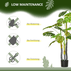 HOMCOM 4FT Artificial Monstera Tree, Faux Decorative Plant in Nursery Pot for Indoor or Outdoor Décor