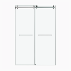 54*76" Frameless Double Sliding Shower Door, Double Shower Door, 3/8″ (10mm) SGCC Tempered Glass, Stainless Steel