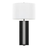 Cosmo 28" Contemporary Metal Table Lamp in Black Metal and White Linen by LumiSource