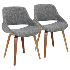 Fabrico Mid-Century Modern Dining/Accent Chair in Walnut and Grey Noise Fabric by LumiSource - Set of 2