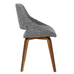 Fabrico Mid-Century Modern Dining/Accent Chair in Walnut and Grey Noise Fabric by LumiSource - Set of 2