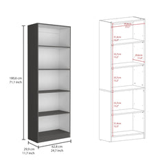 Home 4 Shelves Bookcase with Multi-Tiered Storage -Matt Gray / White -Office