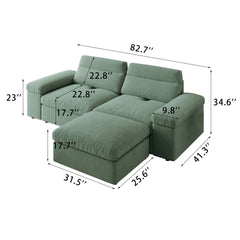 This simple modular sofa is made of down and linen, with a backrest that can be adjusted backward. It is soft and comfortable, has storage space, and is suitable for both living rooms and bedrooms